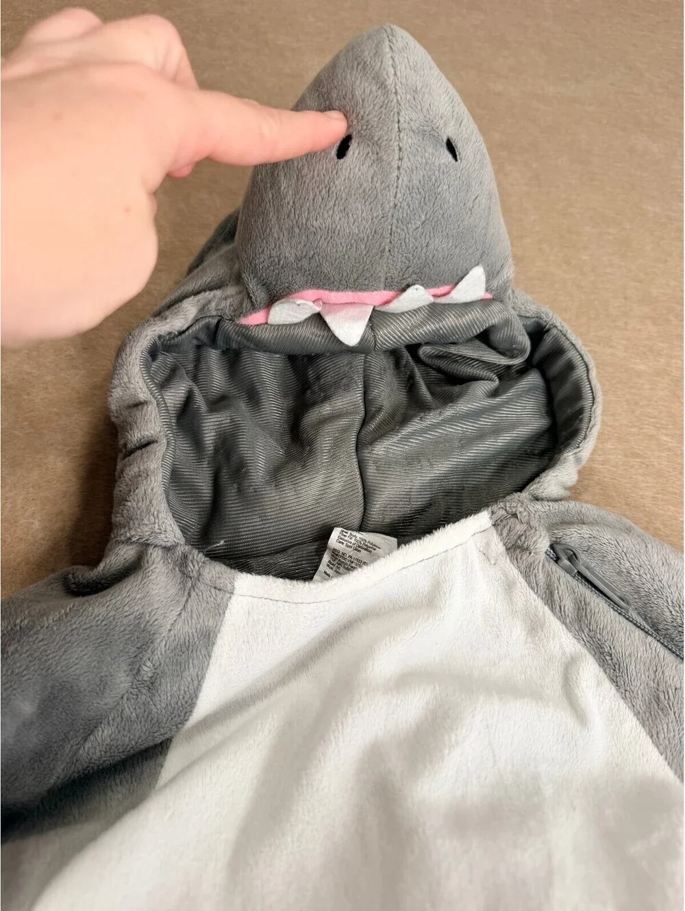 Kids shark costume plush hooded jumpsuit halloween cosplay dress up 18-24mo.